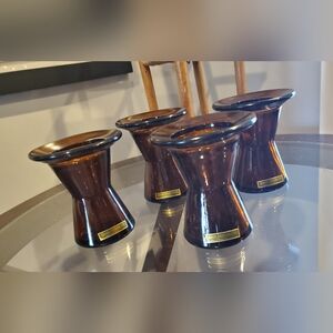 Dansk  Brown Amber Candelstick Holders Set of 4  Made In Finland